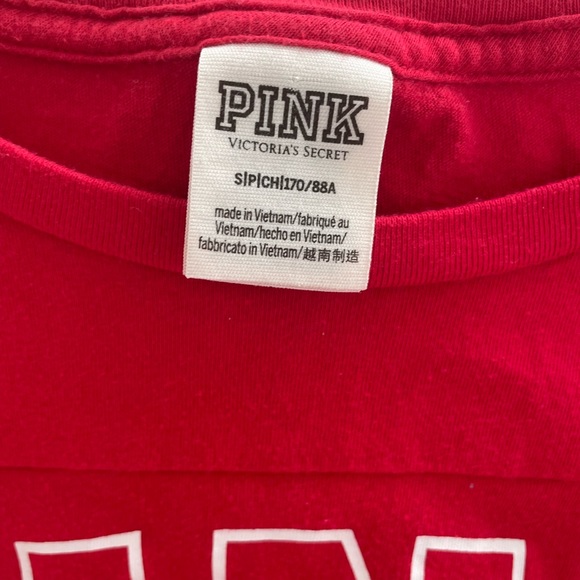 PINK Victoria’s Secret Red Baseball Tee with White Logo size Small - Picture 4 of 7